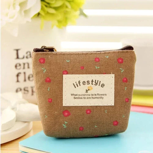 Fashion Flower Pattern Coin Purses Small Fresh Canvas Coin Wallet Lady