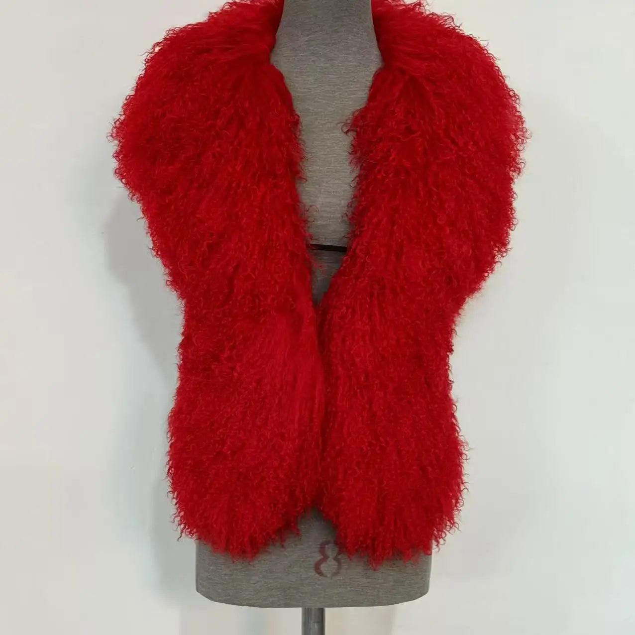 Fluffy Luxury  Real Mongolian Fur Halter Vests Women Solid Deep V-Neck
