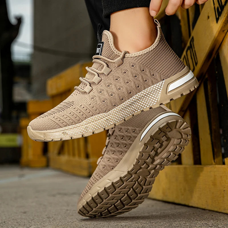 Men‘s Running Shoes Non-slip Lace-up Casual Shoes Fashion Knit