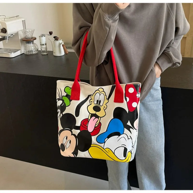 DisneyCartoon Mickey Fashion Versatile LargeCapacity Canvas Shoulder
