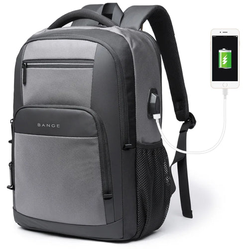 BANGE Travel Waterproof Backpack with USB Charging Port Fit 15.6 Inch