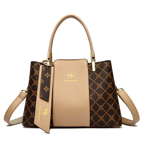 Luxury Handbag Fashion Print Large Capacity Soft Leather Women