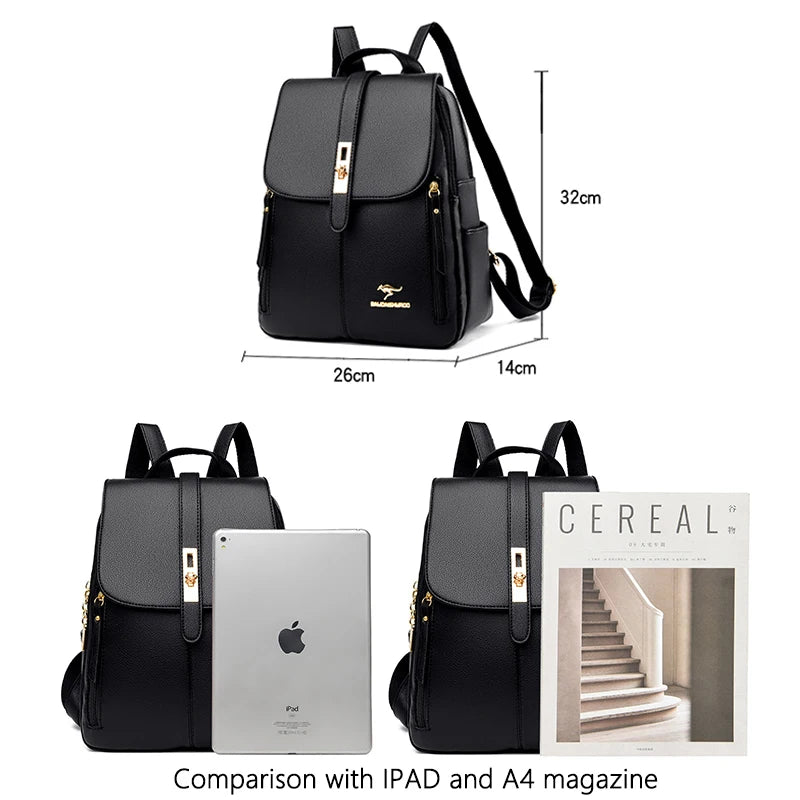 Luxury Women Leather Backpacks for Girls Sac A Dos Casual Daypack