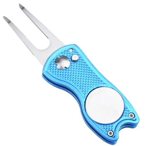 1PC Foldable Metal Golf Turf Repair Tool With Magnetic Ball Marker And