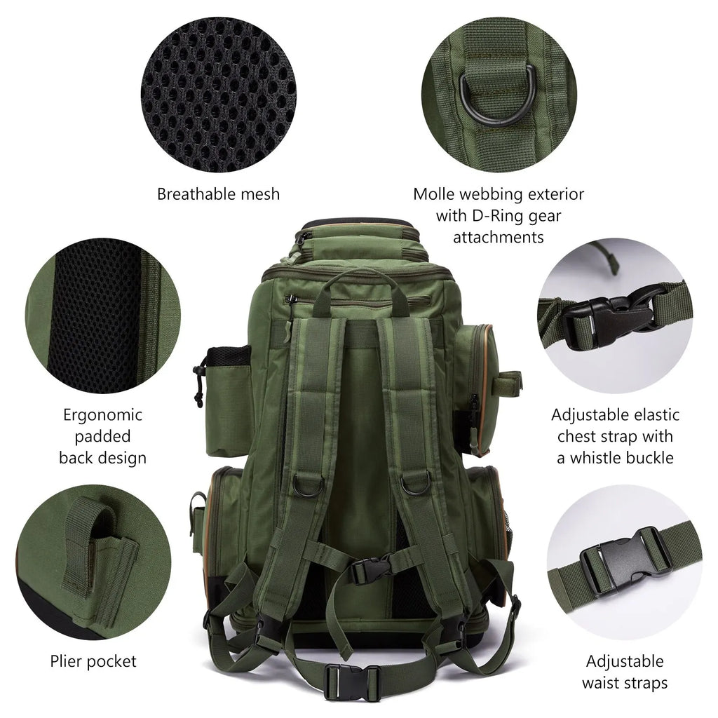 Bassdash Multifunctional Fishing Tackle Backpack Lightweight Tactical