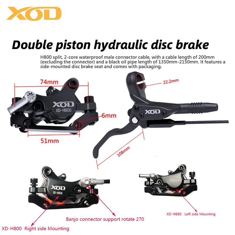 XOD XD-H800 / XD-H880 Hydraulic Disc Brakes for Electric Scooters &