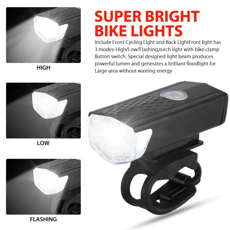 Bike Light Set Front Light with Taillight USB Rechargeable Easy to