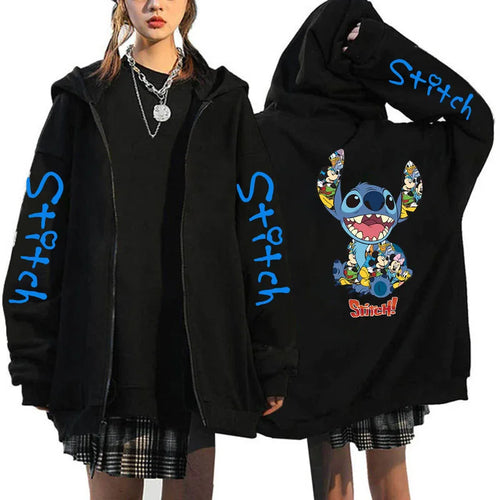 Oversized Y2k Zip-up Hoodie Disney Women's Lilo & Stitch Costume