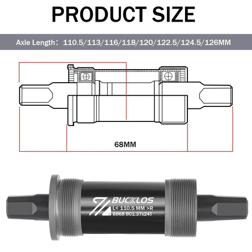 BUCKLOS Bicycle Bottom Bracket Road Mountain Bike Square Crank BB BB68