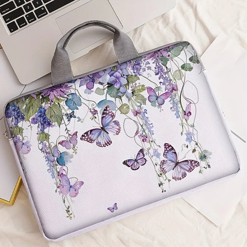 One piece set, two styles, purple butterfly pattern laptop bag and