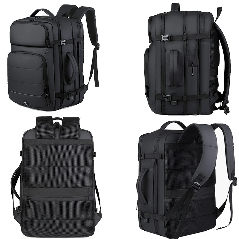 Expandable Men‘s 17 Inch Laptop Backpacks Waterproof Notebook Bag USB