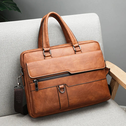 Multiple Pockets Briefcase Men's Large Capacity Office Shoulder Bag