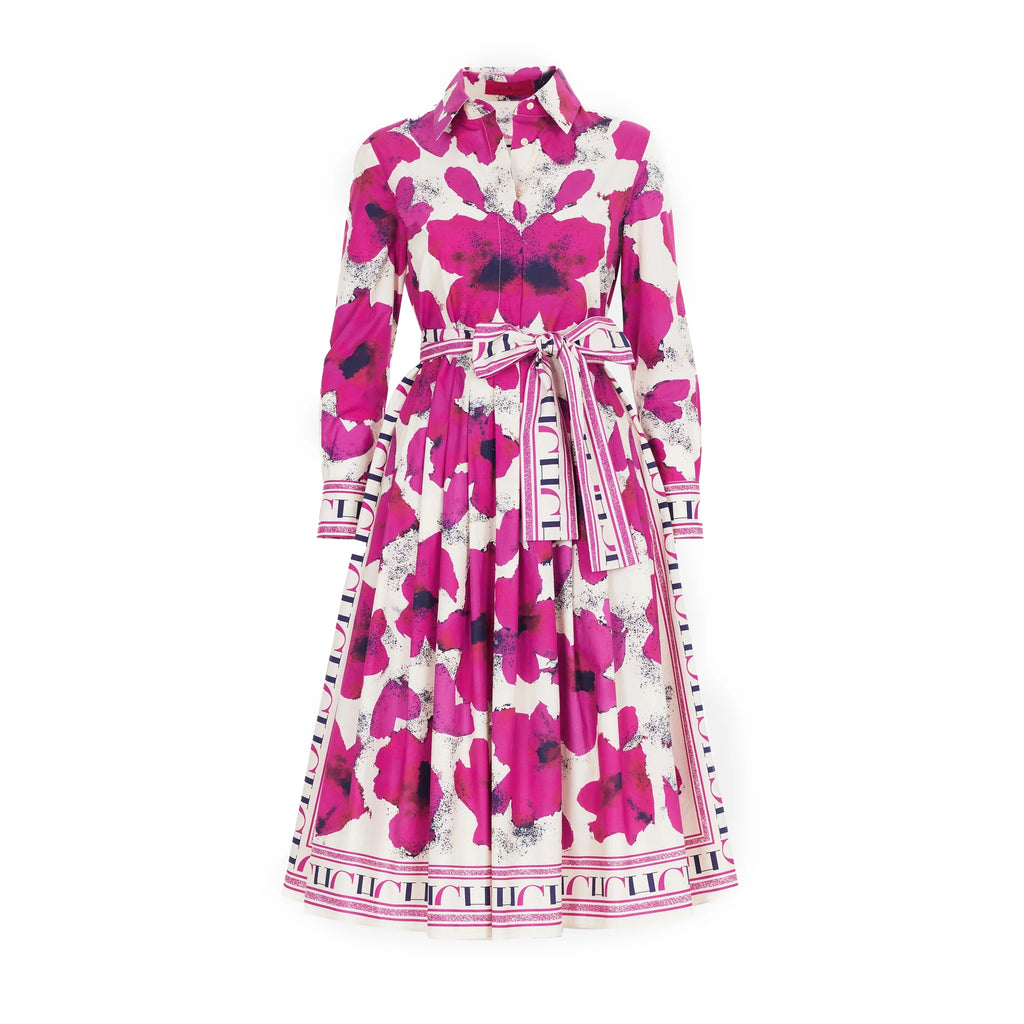 CHCH Women's Dress New Long sleeved Shirt Long Skirt Flower Print