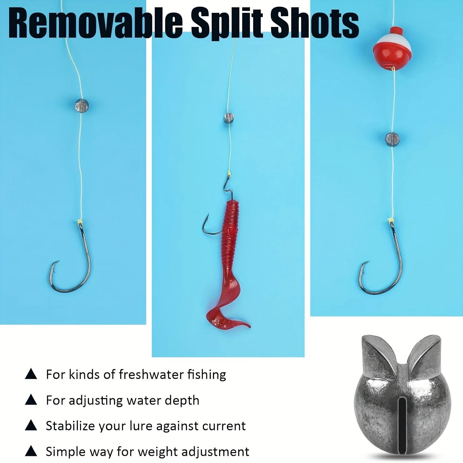 60/120pcs Fishing Weights Kit,Premium Split Shot Sinkers with 5