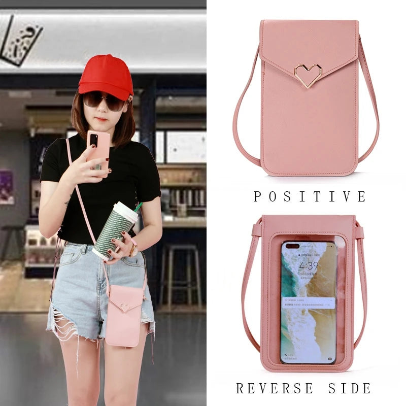 Women Cell Phone Bag Shoulder Transparent Card Holders Girl  Handbag