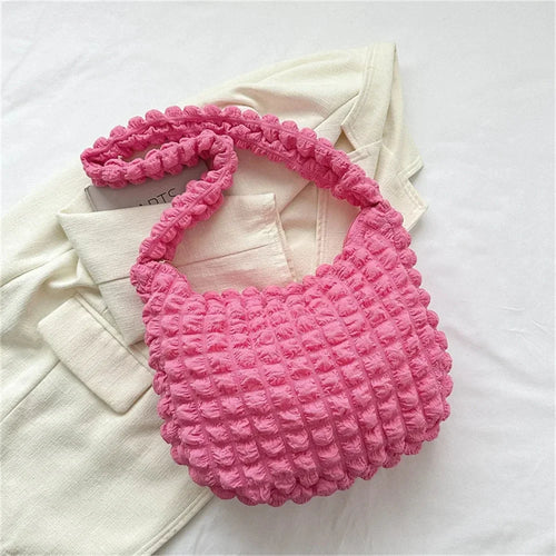Crossbody Bag With Pleated Design Embroidered Plaid Shoulder Bag
