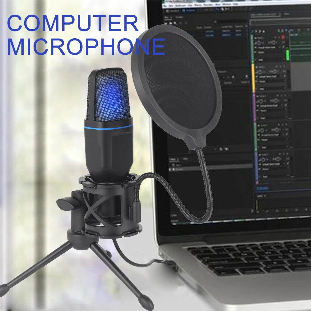USB Microphone RGB Microfone Condensador Wire Gaming Mic for Podcast