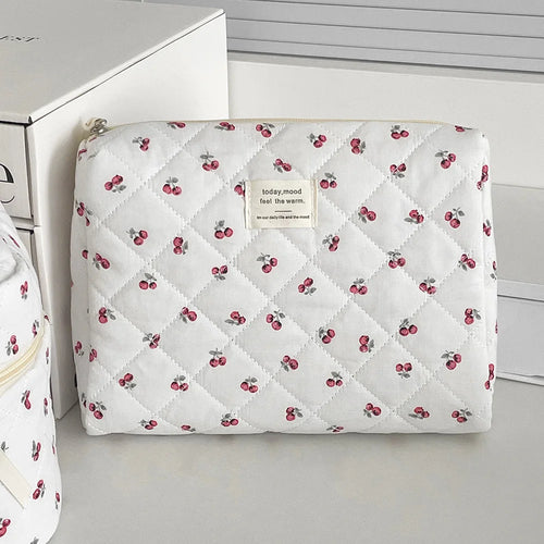 Fashion Cherry Tote Women Makeup Bag Portable Cute Ladies Cosmetic