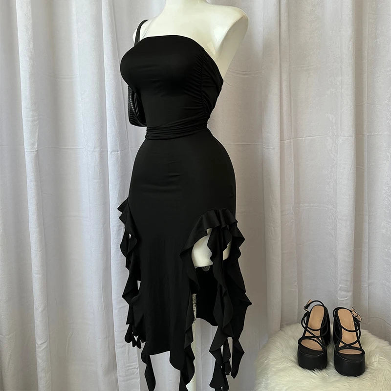 2024 Summer Maxi Women's Dress Vintage Elegant black Fashion
