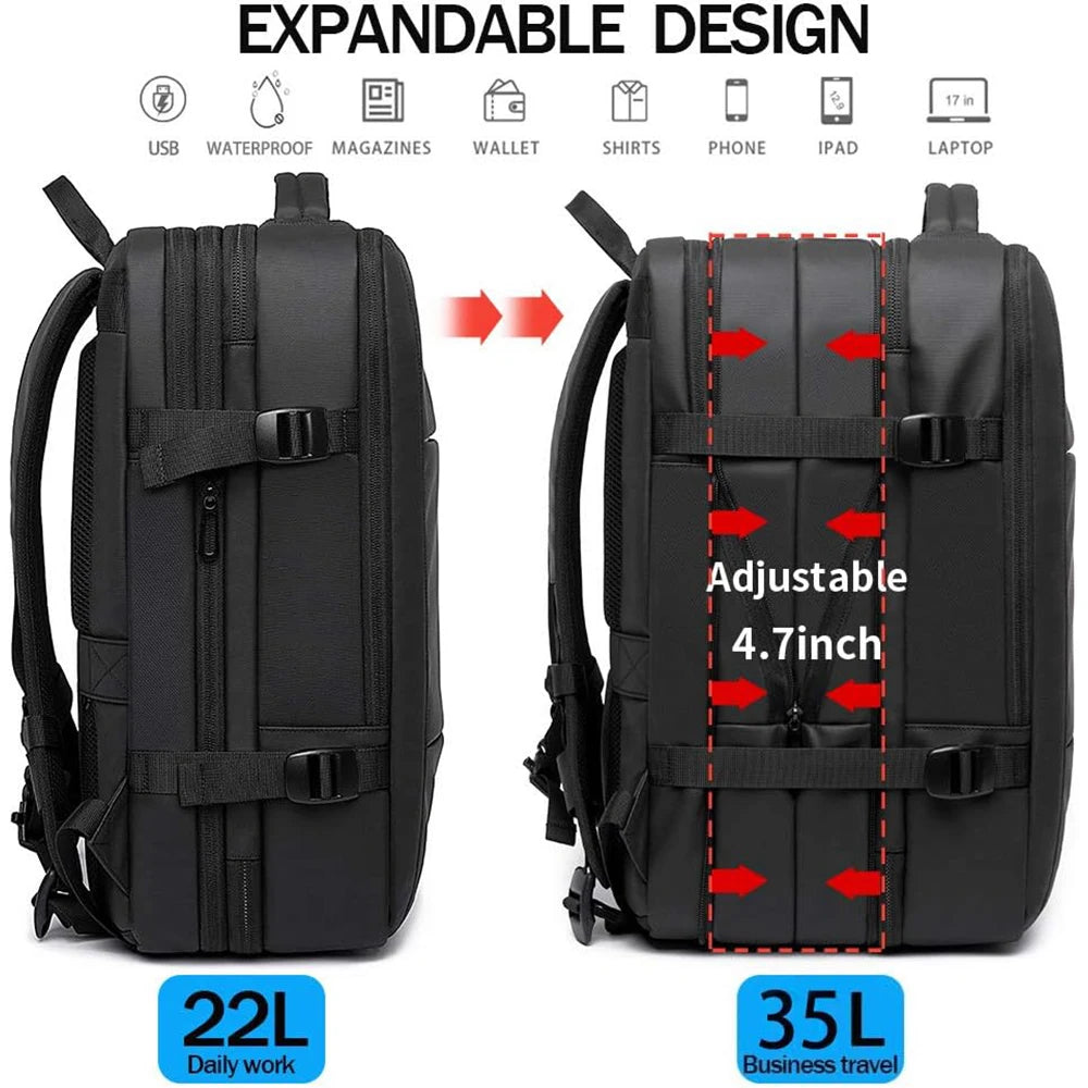 BANGE Men Luxury Designer Outdoor Backpack Expandable Commercial