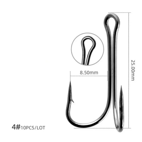 10pcs/box Double Fishing Hook Carbon Steel Crank Barbed Jig Hook for