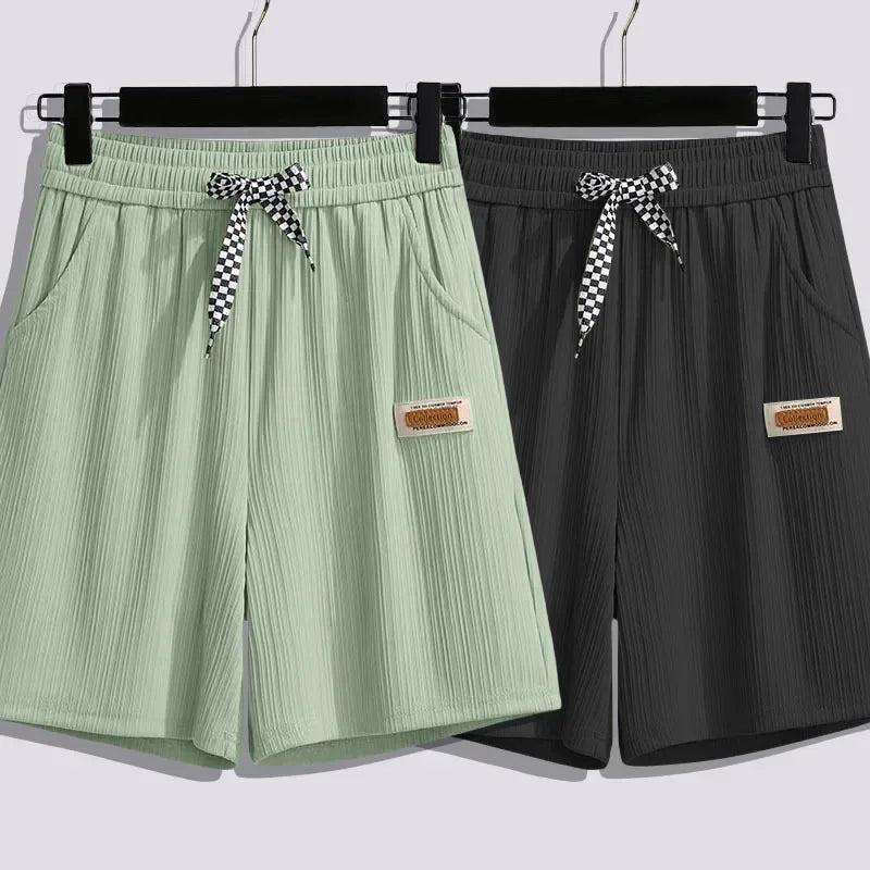 Ice silk shorts, women's summer thin slim, loose high-waisted straight