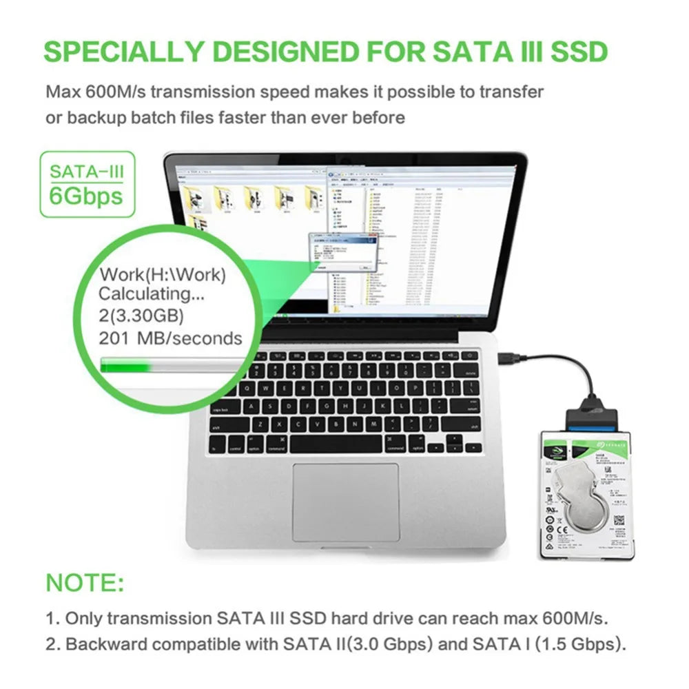 SATA to USB 3.0/2.0/Type-C Cable Up to 6 Gbps for 2.5 Inch External