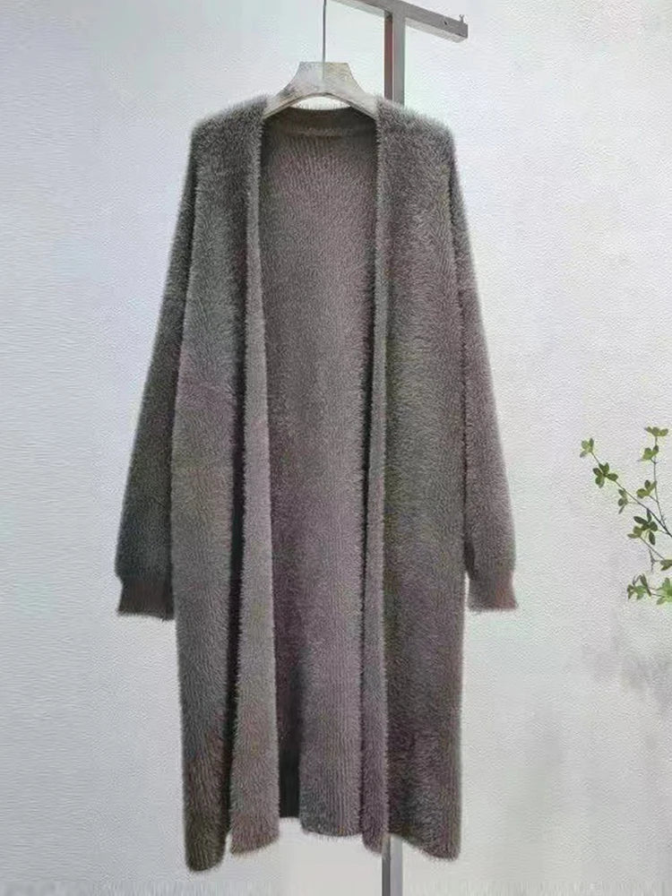Autumn/Winter Lazy Style Warm Knee Length Thickened Women Cardigan