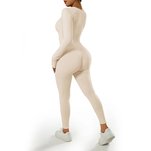 Women's one-piece yoga suit black jumpsuit long sleeved bodysuit sexy