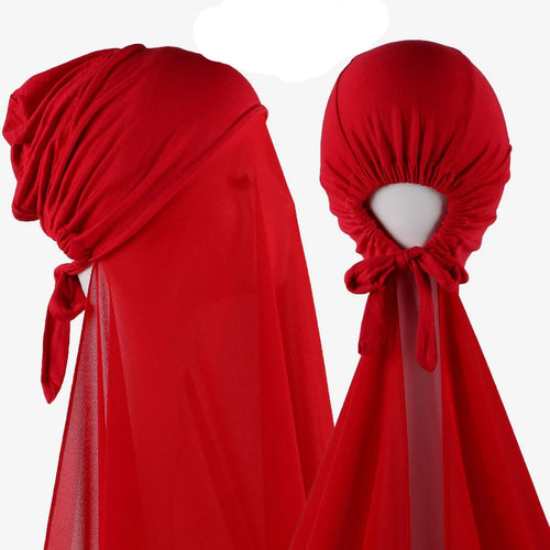 Muslim Instant Hijab Women Bonnet with Chiffon Shawl Head Scarf Cap