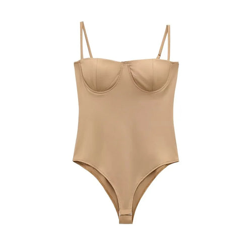 MUJER Sexy Satin Bodysuit Women Backless Bustier Top Women Sexy