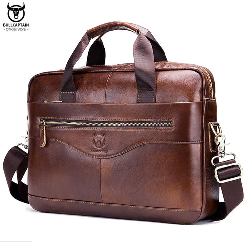 BULLCAPTAIN Briefcase Shoulder Messenger Bags Men's Genuine Leather