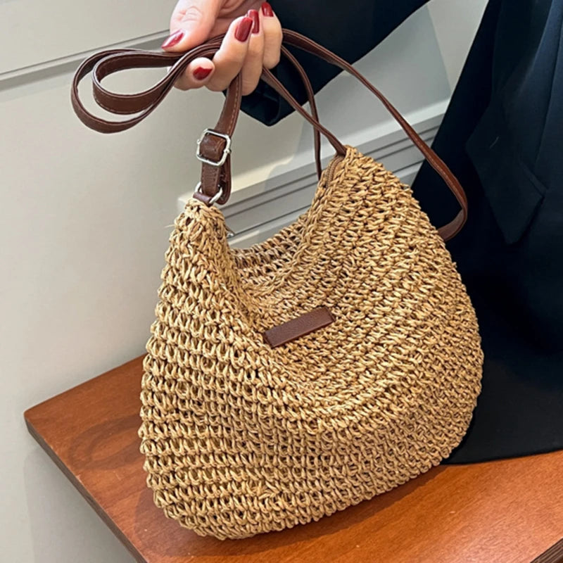 Woven Summer Fashion Straw Bag Beach Holiday Crossbody Bag Shopping