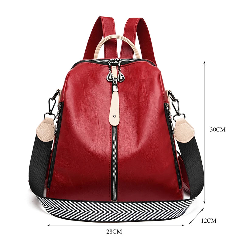 Fashion Backpack Female Soft leather Rucksack Women Shoulder Bag
