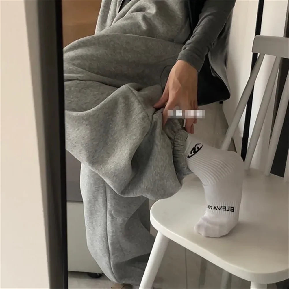 Gray Oversize Style Loose Sweatpants Women Harajuku Korean Fashion
