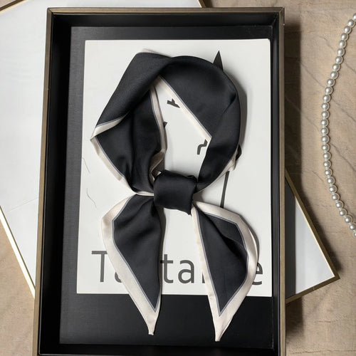 Fashion Print Hair Ribbon Scarf Women Neck Tie Bag Silk Skinny