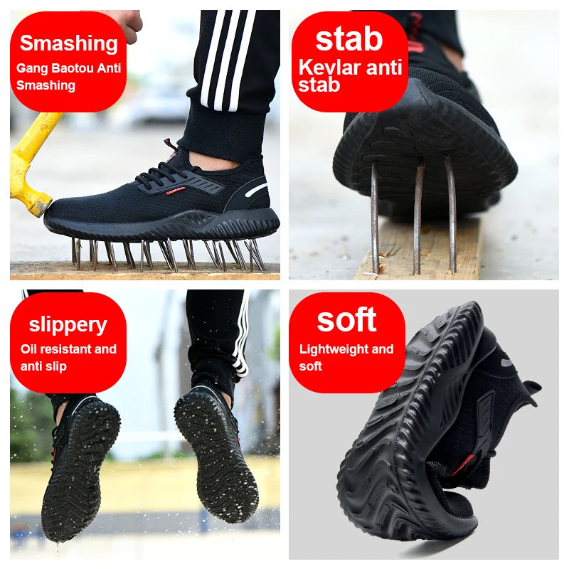 Work Sneakers Steel Toe Shoes Men Safety Shoes Puncture-Proof Work