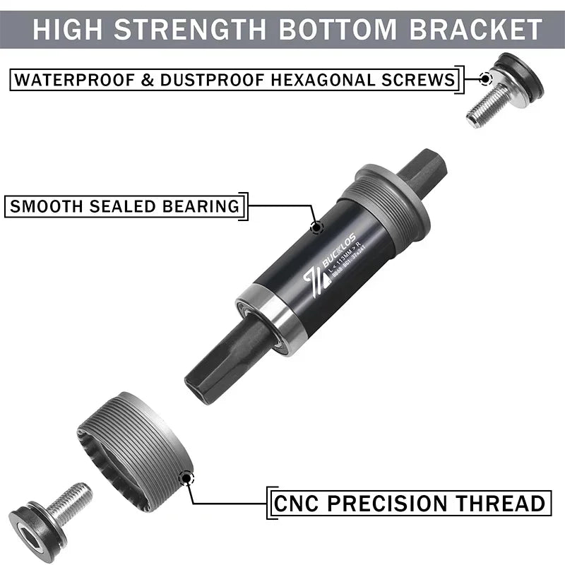 BUCKLOS Bicycle Bottom Bracket Road Mountain Bike Square Crank BB BB68