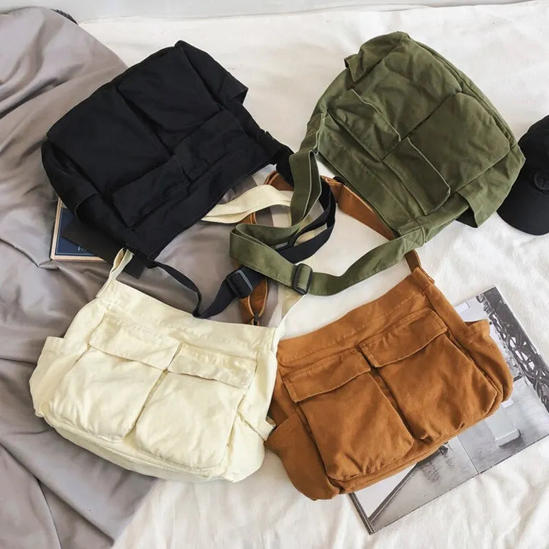Women Vintage Handbag Canvas Teenager Shoulder Tote Bags Messenger