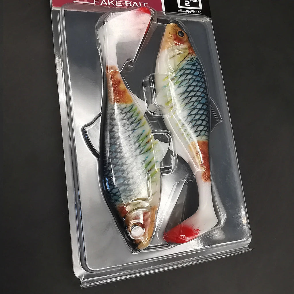 ANFS 2pcs Soft Fishing Kit 3D 14cm/5.5Inch Artificial Bait Shad Pike