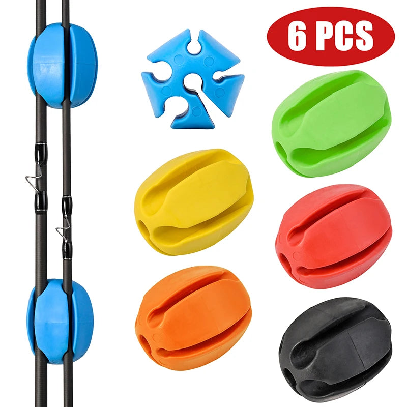 6 PCS Silicone Fishing Rod Holder Ball Straps 5 Hole Lightweight