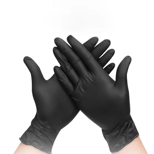 50/100PCS Black Nitrile Gloves Powder Free Waterproof Disposable