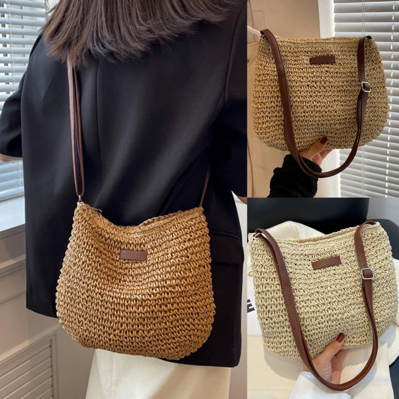 Woven Summer Fashion Straw Bag Beach Holiday Crossbody Bag Shopping