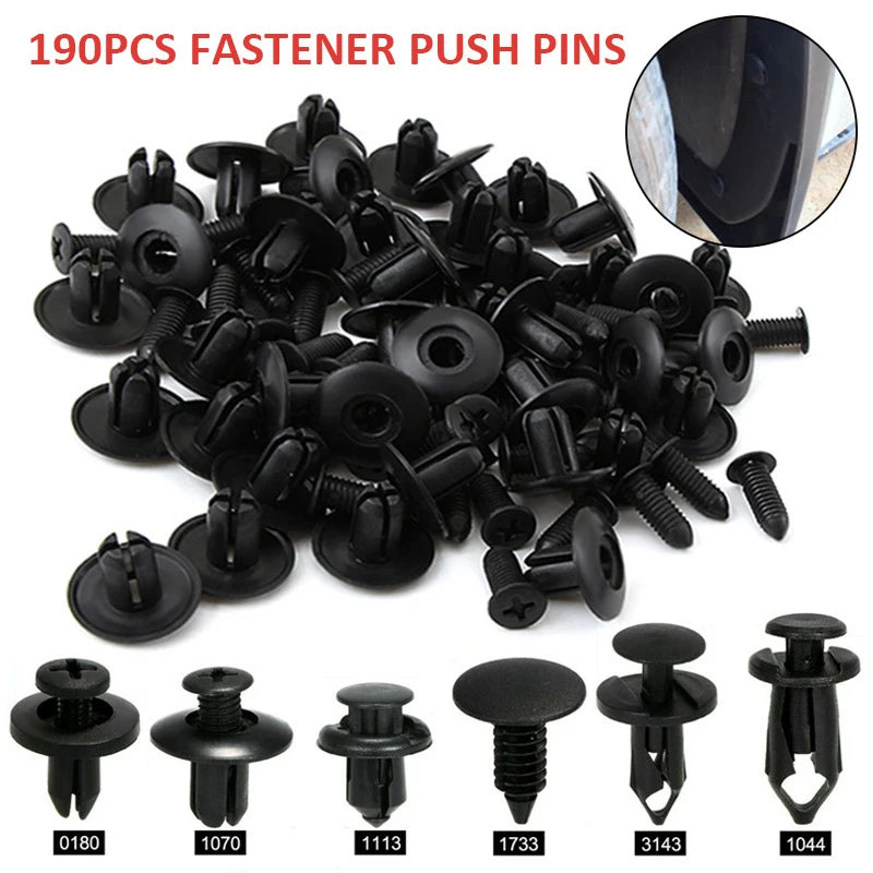 190PCS Set Car Universal Buckle 6 Models Size Fastenr Rivet Clamping