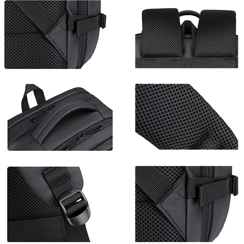 Expandable Men‘s 17 Inch Laptop Backpacks Waterproof Notebook Bag USB