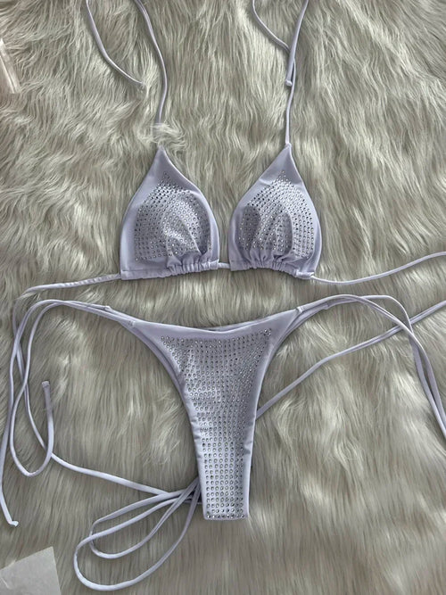 Shiny Sequin Diamond Bikini Women Swimwear Female Swimsuit Two-pieces