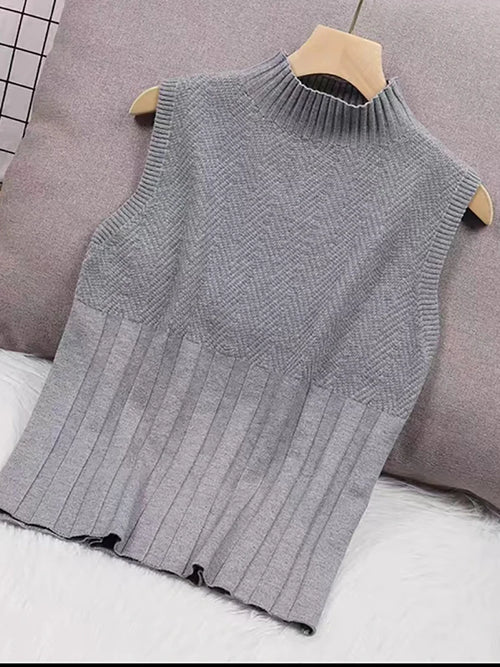 HELIAR Women Summer Casual Knitted Tank Tops Solid Sleeveless Half