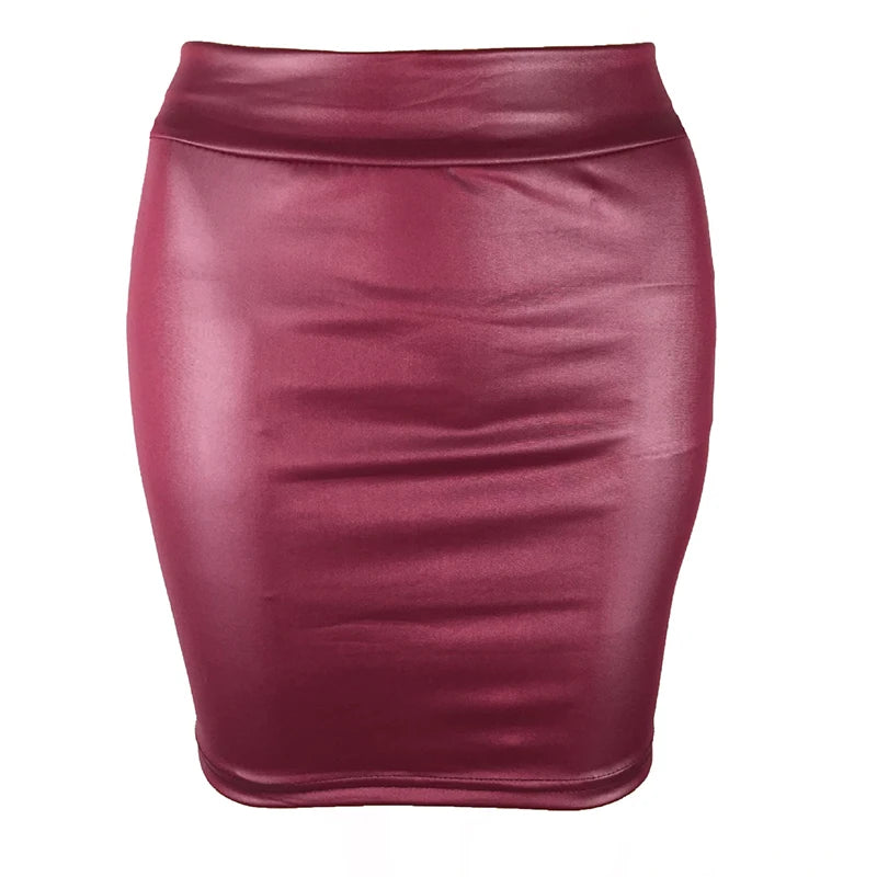 High-waist Tight Hip-hugging Skirt, Sexy Imitation Leather Hottie