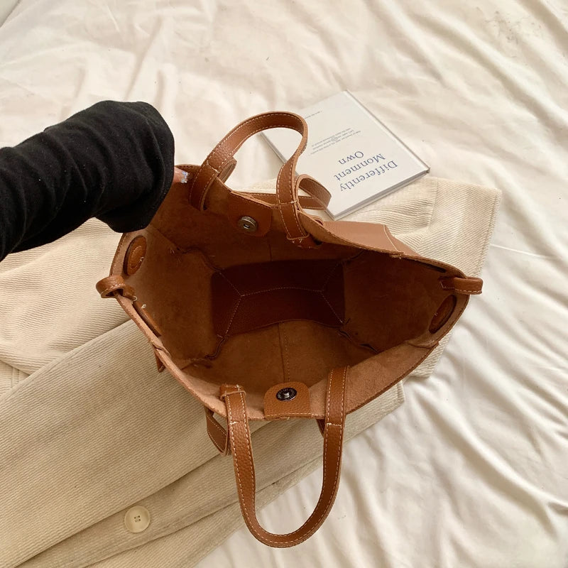 Vintage Shoulder Bags for Women PU Leather Tote Underarm Bags Leisure