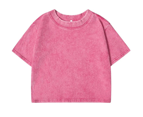 100% Cotton Washed T-Shirts For Women Loose O-Neck Crop Tops Y2k